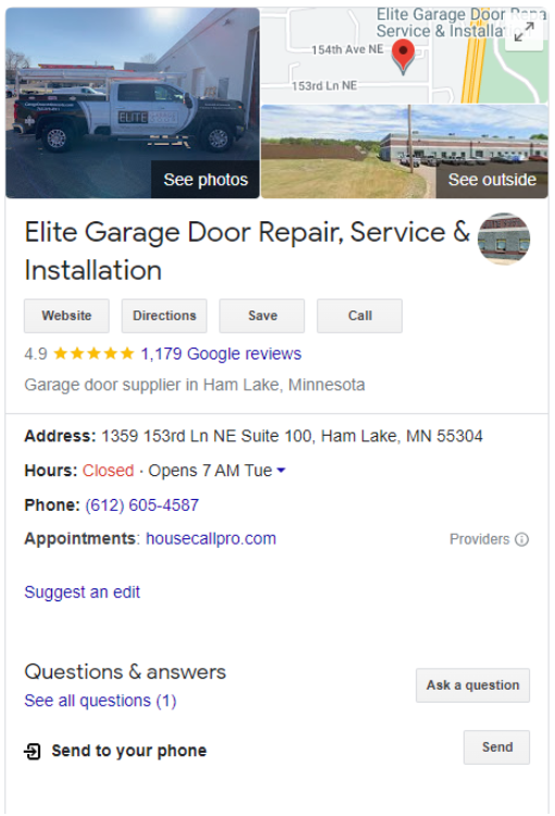 elite garage door
